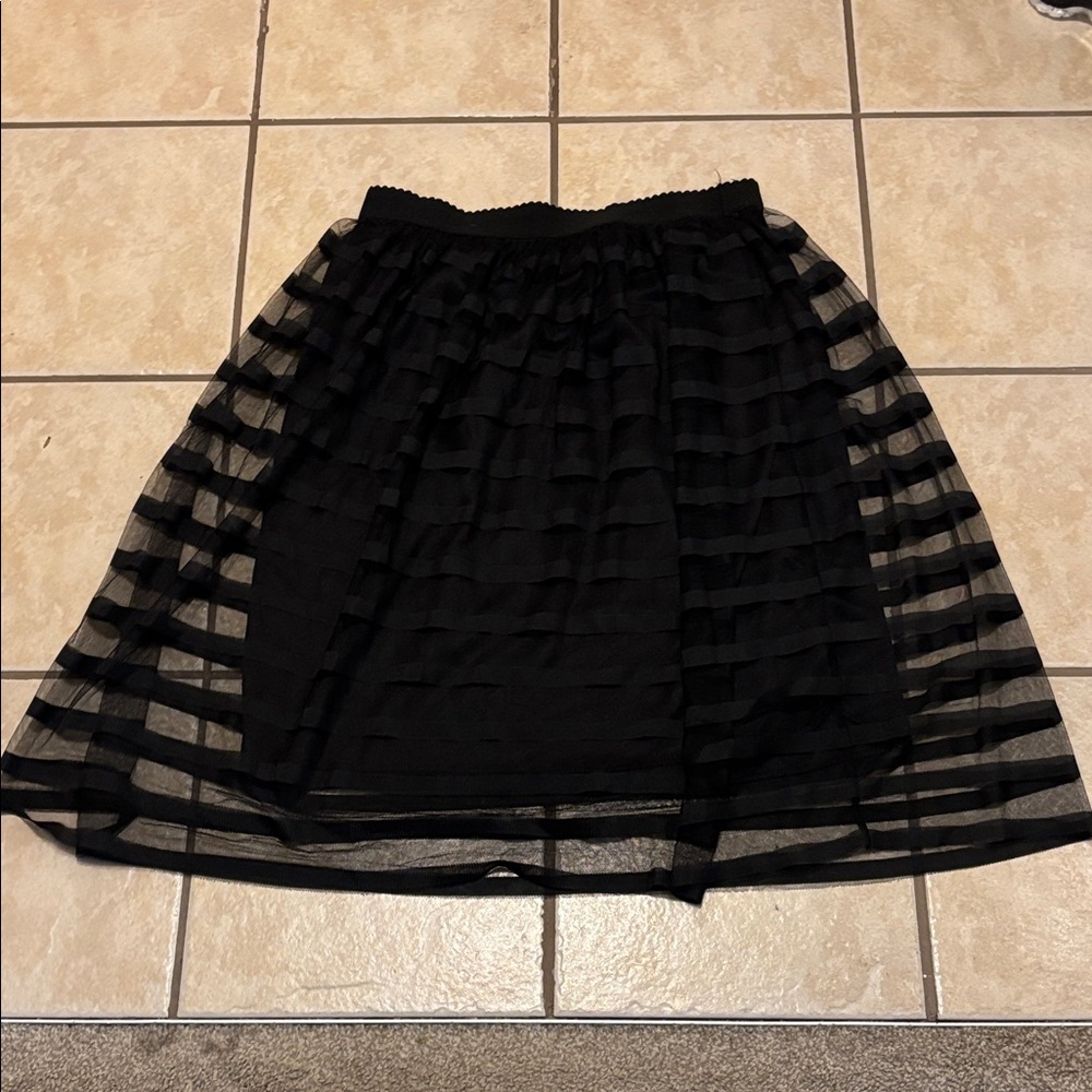 Metro Wear Black Striped A-Line Skirt